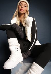 Renee - Białe Botki na Grubej Podeszwie z Futerkiem Nemda. Okazja: na co dzień. Nosek buta: okrągły. Zapięcie: sznurówki. Kolor: biały. Materiał: futro. Szerokość cholewki: normalna. Styl: casual, elegancki #1