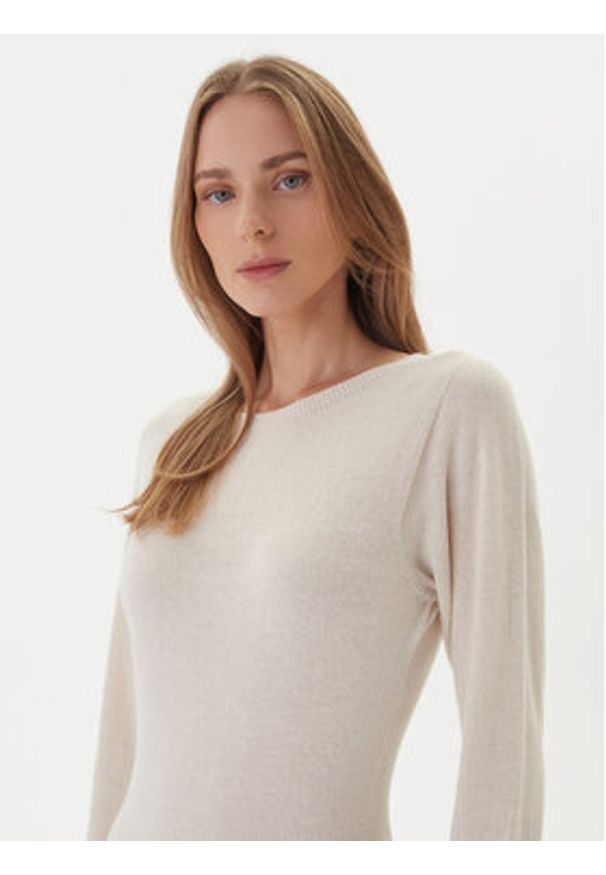 Kontatto Sukienka dzianinowa 3M0964C Écru Slim Fit. Kolor: kremowy. Materiał: syntetyk