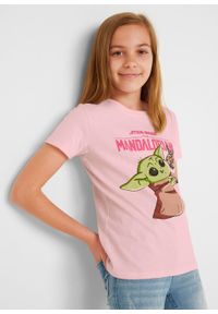 T-shirt dziewczęcy The Mandarlorian bonprix pastelowy jasnoróżowy. Kolor: różowy #5