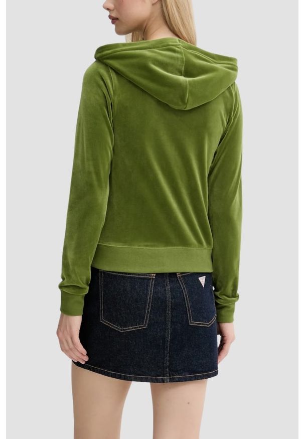 Juicy Couture - JUICY COUTURE Oliwkowa bluza damska Robertson Hoodie, Rozmiar S. Okazja: na co dzień. Kolor: zielony. Materiał: materiał. Styl: casual, klasyczny