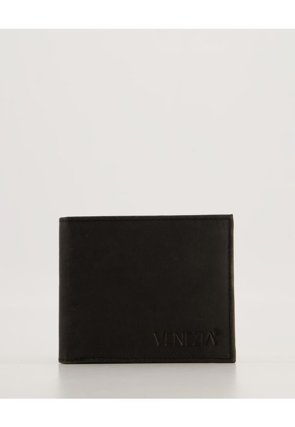 Venezia - CZARNY PORTFEL MĘSKI 11019JV BLACK. Kolor: czarny. Materiał: skóra