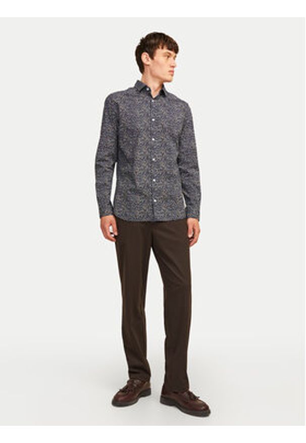 Jack & Jones - Jack&Jones Koszula Blackpool 12260625 Granatowy Slim Fit. Kolor: niebieski. Materiał: bawełna