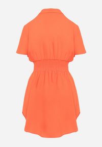 Born2be - Pomarańczowa Koszulowa Sukienka Mini z Wiskozy o Rozkloszowanym Kroju Hokese. Kolor: pomarańczowy. Materiał: wiskoza. Typ sukienki: koszulowe. Długość: mini #5