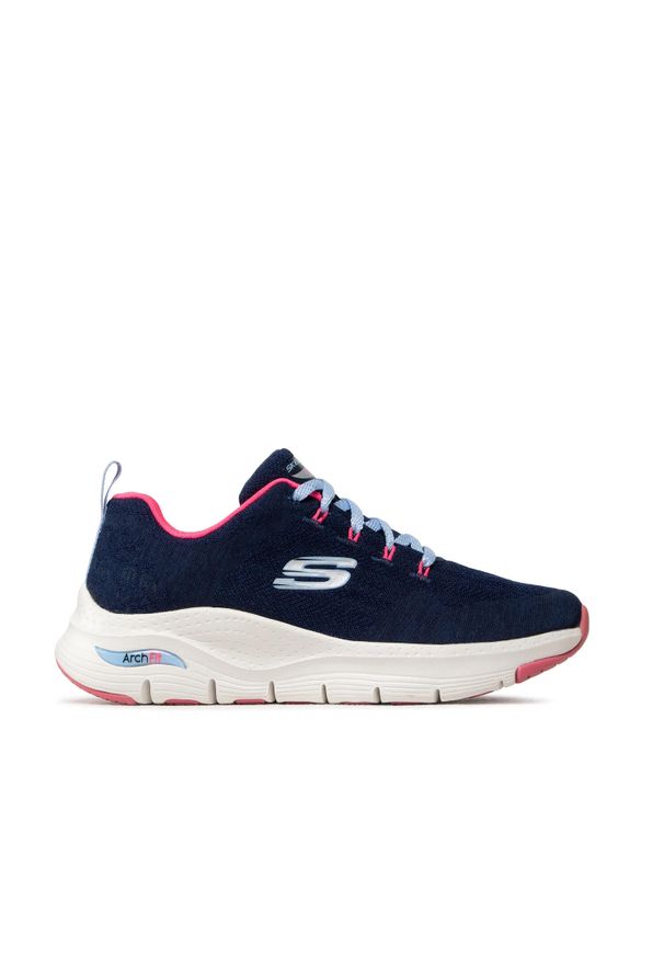 skechers - Buty Skechers Arch Fit Comfy Wave granatowe. Okazja: na co dzień. Kolor: niebieski. Materiał: materiał. Model: Skechers Sport