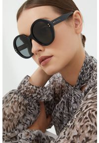 Gucci okulary przeciwsłoneczne damskie kolor czarny. Kształt: okrągłe. Kolor: czarny #1