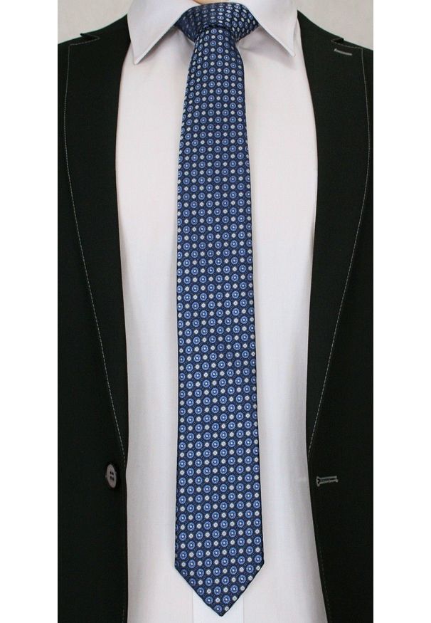 Niebieski krawat Chattier elegancki, w kolorowe wzory
