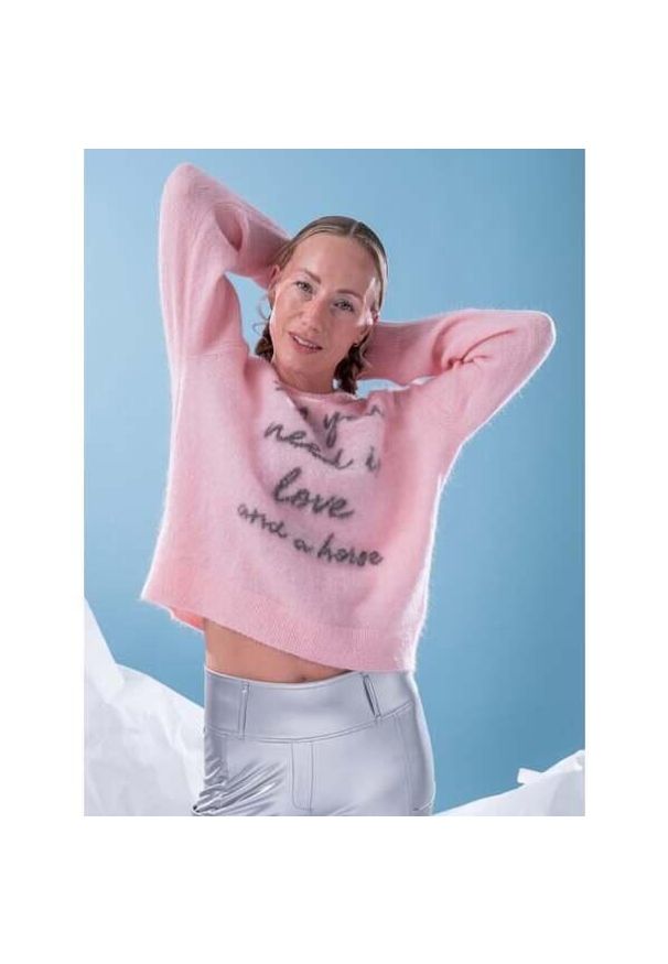 PS OF SWEDEN - Sweter damski PS of Sweden Quote Mohair Mix. Kolor: różowy. Materiał: moher, polar. Sezon: zima