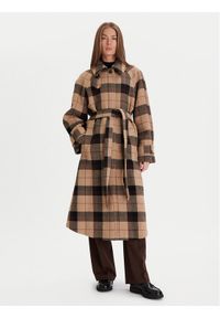 TOMMY HILFIGER - Tommy Hilfiger Płaszcz wełniany WW0WW46870 Beżowy Relaxed Fit. Kolor: beżowy. Materiał: wełna