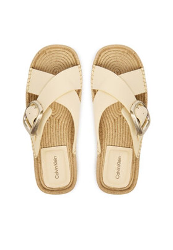 Calvin Klein Espadryle Flatf Espadrill Cross Lth Hdw HW0HW02892 Écru. Kolor: kremowy. Materiał: skóra