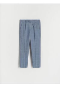 Reserved - Eleganckie spodnie w kratę - niebieski. Kolor: niebieski. Materiał: tkanina, wiskoza. Styl: elegancki #1