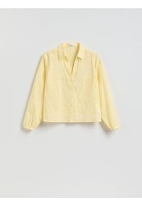 Reserved - Koszula z haftem - żółty. Kolor: żółty. Materiał: bawełna. Wzór: haft #1