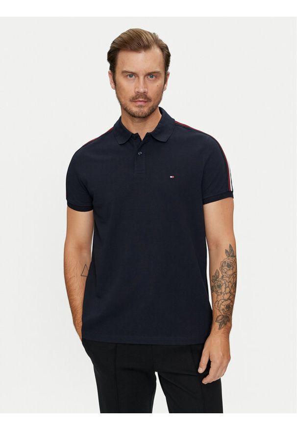 TOMMY HILFIGER - Tommy Hilfiger Polo Shadow MW0MW35616 Granatowy Regular Fit. Typ kołnierza: polo. Kolor: niebieski. Materiał: bawełna