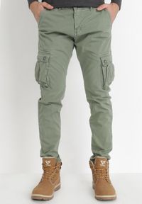 Born2be - Khaki Spodnie Hylle. Kolor: brązowy. Materiał: tkanina. Długość: długie. Wzór: aplikacja #1