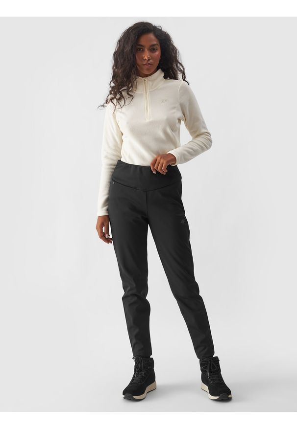 4f - 4F Spodnie narciarskie softshellowe membrana 10000 damskie - czarne L. Kolor: czarny. Materiał: syntetyk, dzianina, materiał, tkanina, softshell. Technologia: Windstopper. Sezon: zima. Sport: narciarstwo