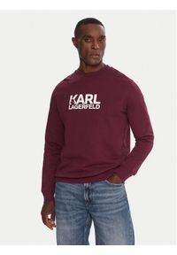 Karl Lagerfeld - KARL LAGERFELD Bluza 705091 554917 Bordowy Regular Fit. Typ kołnierza: dekolt w karo. Kolor: czerwony. Materiał: bawełna