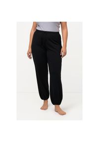 ULLA POPKEN - Damskie Spodnie od piżamy mieszanka modalu prosta nogawka elastyczny ściągacz. Kolekcja: plus size. Kolor: czarny. Materiał: wiskoza, materiał, bawełna. Długość: długie