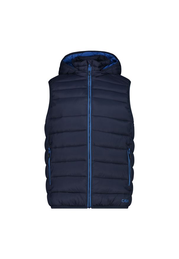 Kurtka bez rękawów z kapturem CMP Snaps. Typ kołnierza: kaptur. Kolor: niebieski. Materiał: puch. Długość rękawa: bez rękawów. Sezon: zima. Sport: narciarstwo