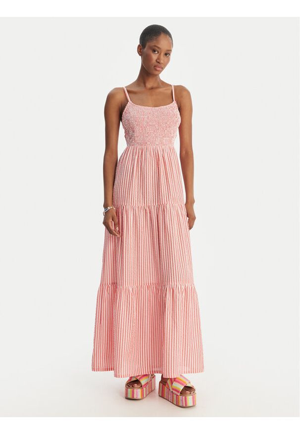 Roxy Sukienka letnia Tropical Glow ERJWD03945 Różowy Regular Fit. Kolor: różowy. Materiał: bawełna. Sezon: lato