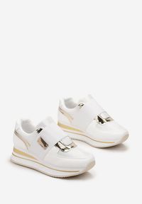 Born2be - Białe Sneakersy na Platformie z Szeroką Gumką Lemmitty. Kolor: biały. Obcas: na platformie #4