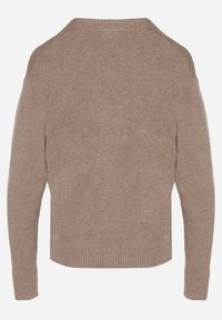 Born2be - Beżowy Rozpinany Kardigan w Kropki Tusvanea. Okazja: na co dzień. Kolor: beżowy. Materiał: jeans. Wzór: kropki. Styl: klasyczny, casual #6