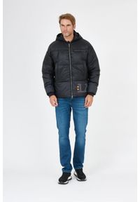 La Martina - LA MARTINA Czarna męska kurtka puchowa z logo, Rozmiar L. Kolor: czarny. Materiał: puch #5