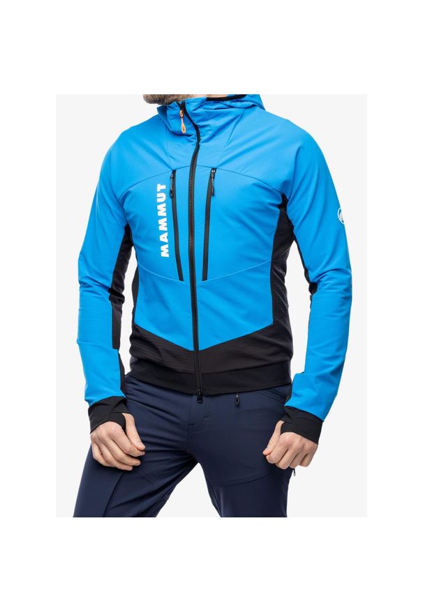 Kurtka softshell męska Mammut Aenergy SO Hybrid Hooded Jacket. Kolor: niebieski. Materiał: softshell