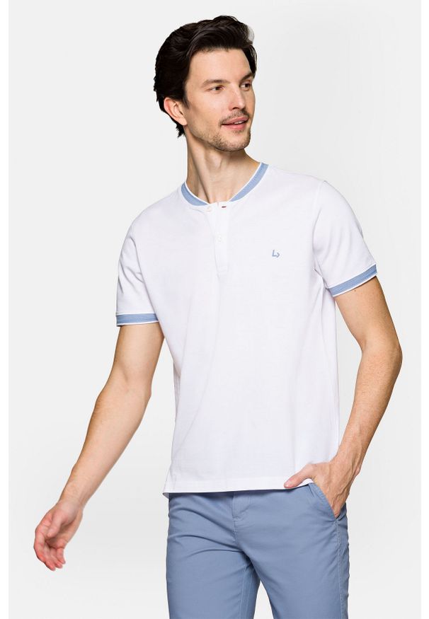 Lancerto - Koszulka Polo Bawełniana Biała Rafael. Typ kołnierza: polo. Kolor: biały. Materiał: bawełna