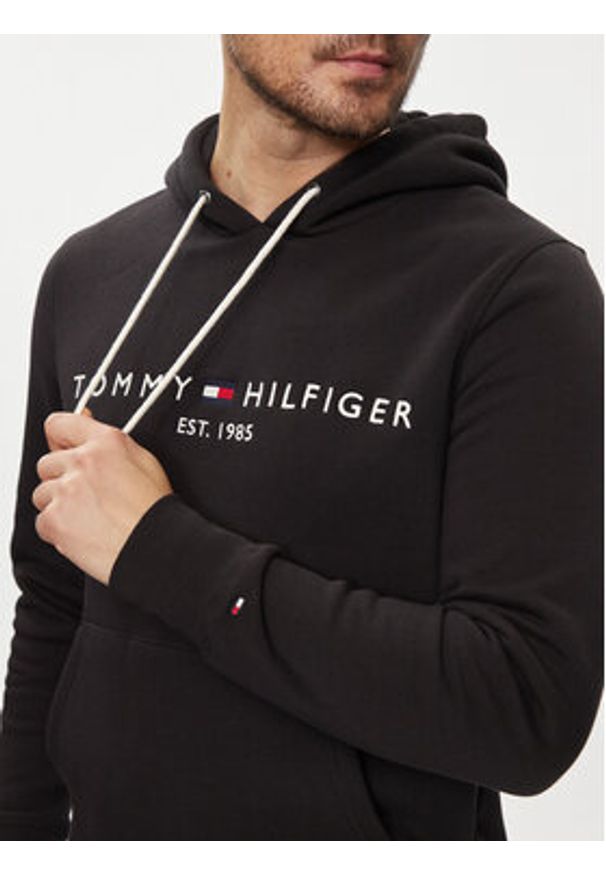 TOMMY HILFIGER - Tommy Hilfiger Bluza Core Logo MW0MW10752 Czarny Regular Fit. Kolor: czarny. Materiał: syntetyk, bawełna
