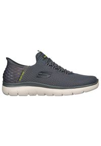 skechers - Męskie SUMMITS HIGH RANGE Slip-On Ciemnoszary. Zapięcie: bez zapięcia. Kolor: szary. Materiał: materiał