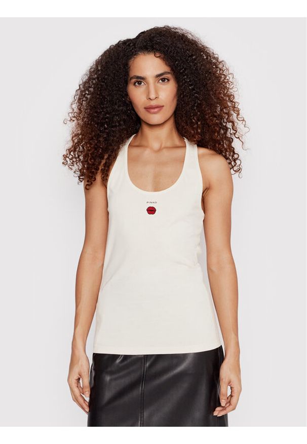 Pinko Top Capriate 1G178F Y7WQ Beżowy Regular Fit. Kolor: beżowy. Materiał: bawełna