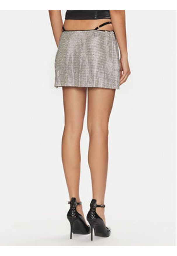 Juicy Couture Spódnica mini Chainmail JCMGS223261 Srebrny Slim Fit. Kolor: srebrny. Materiał: syntetyk