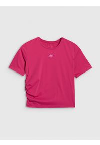 4f - 4F Crop-top do jogi i pilatesu szybkoschnący damski - niebieski XS. Kolor: różowy. Sport: joga i pilates