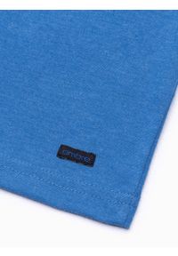 Ombre Clothing - T-shirt męski bez nadruku z guzikami - niebieski melanż V2 S1390 - XXL. Typ kołnierza: polo. Kolor: niebieski. Materiał: jeans, bawełna, poliester. Wzór: melanż #6