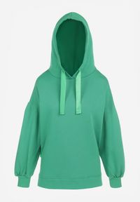 Born2be - Zielona Bluza Oversize z Kapturem Kulsum. Typ kołnierza: kaptur. Kolor: zielony. Materiał: tkanina, bawełna. Długość: długie. Wzór: gładki, jednolity #6