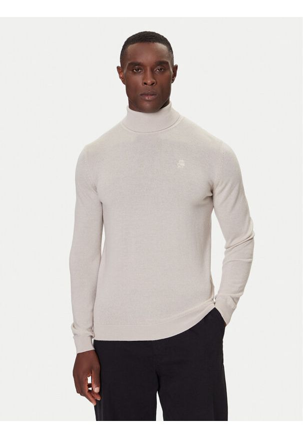 Karl Lagerfeld - KARL LAGERFELD Golf 655058 554399 Beżowy Regular Fit. Typ kołnierza: golf. Kolor: beżowy. Materiał: wełna