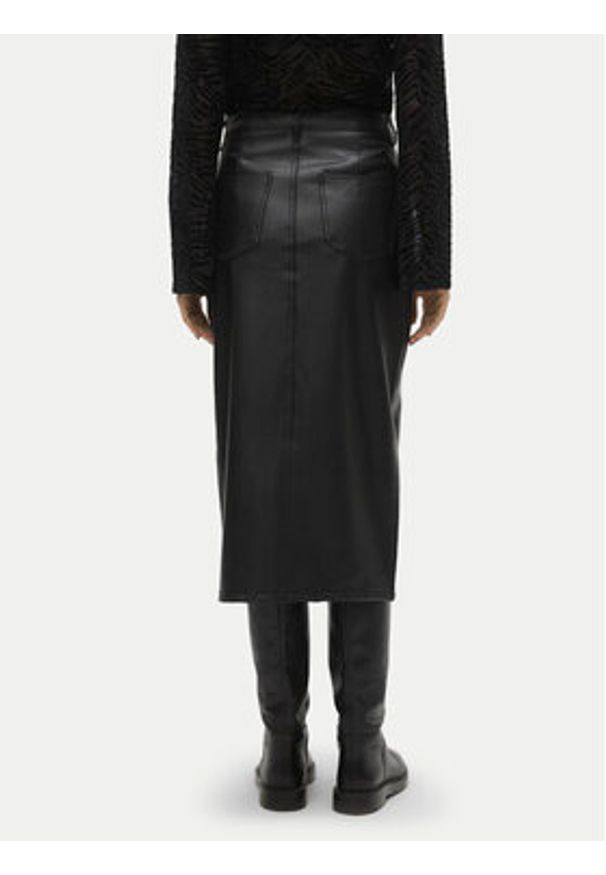 Vero Moda Spódnica z imitacji skóry Veri 10311707 Czarny Regular Fit. Kolor: czarny. Materiał: skóra
