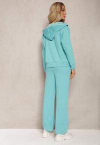 Renee - Niebieski Komplet Dresowy Proste Spodnie i Zasuwana Bluza z Kapturem Nerathia. Kolor: niebieski. Materiał: dresówka #4