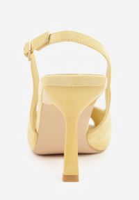 Renee - Żółte Sandały na Szpilce z Wycięciem na Palce i Odkrytą Piętą Zitissa. Zapięcie: sprzączka. Kolor: żółty. Sezon: wiosna. Obcas: na szpilce. Styl: elegancki. Wysokość obcasa: średni #9