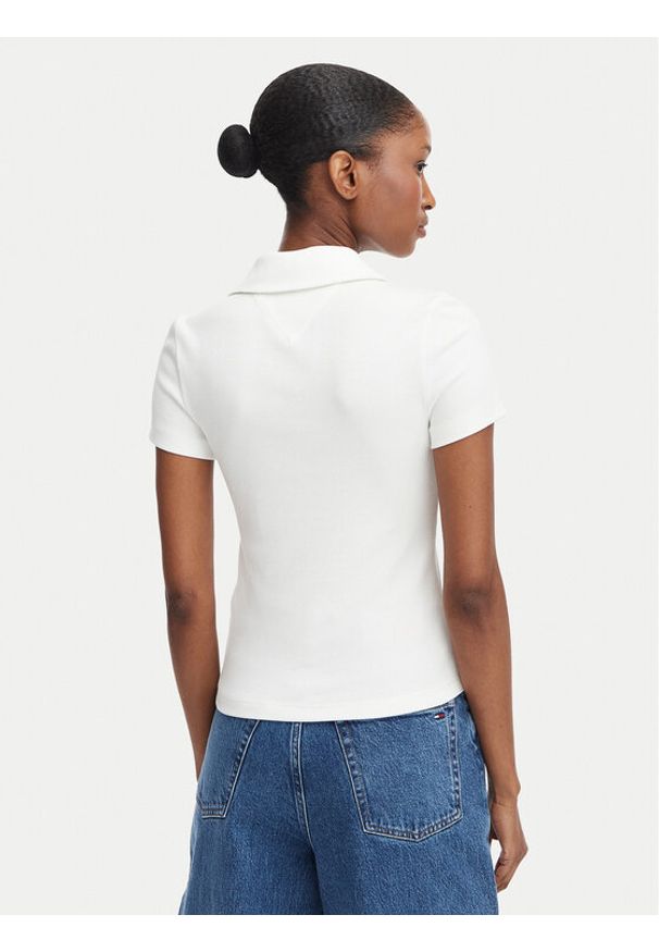 Tommy Jeans Polo DW0DW23140 Biały Regular Fit. Typ kołnierza: polo. Kolor: biały. Materiał: bawełna