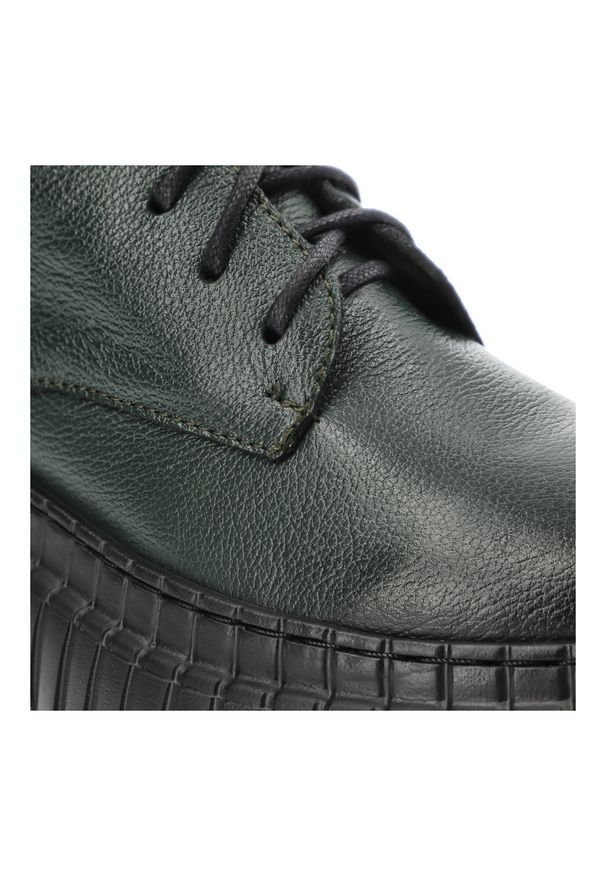 Zielone Botki Armodo Ciepłe Obuwie Damskie. Okazja: na co dzień. Kolor: zielony. Materiał: skóra. Styl: casual