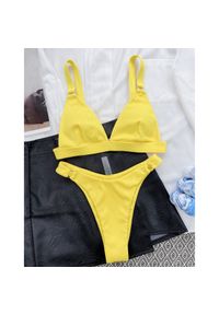 Intica - Strój kąpielowy z kółeczkami i regulowanymi ramiączkami na plażę i basen Shouko. Kolor: żółty. Materiał: tkanina