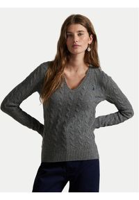 Polo Ralph Lauren Sweter 211971866500 Szary Slim Fit. Typ kołnierza: polo. Kolor: szary. Materiał: wełna