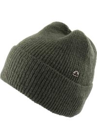 SENZA MARCA - Damski zimowy kapelusz z wełny - Nowoczesny design. Kolor: brązowy, zielony, wielokolorowy. Materiał: akryl, elastan, poliamid. Sezon: zima. Styl: elegancki