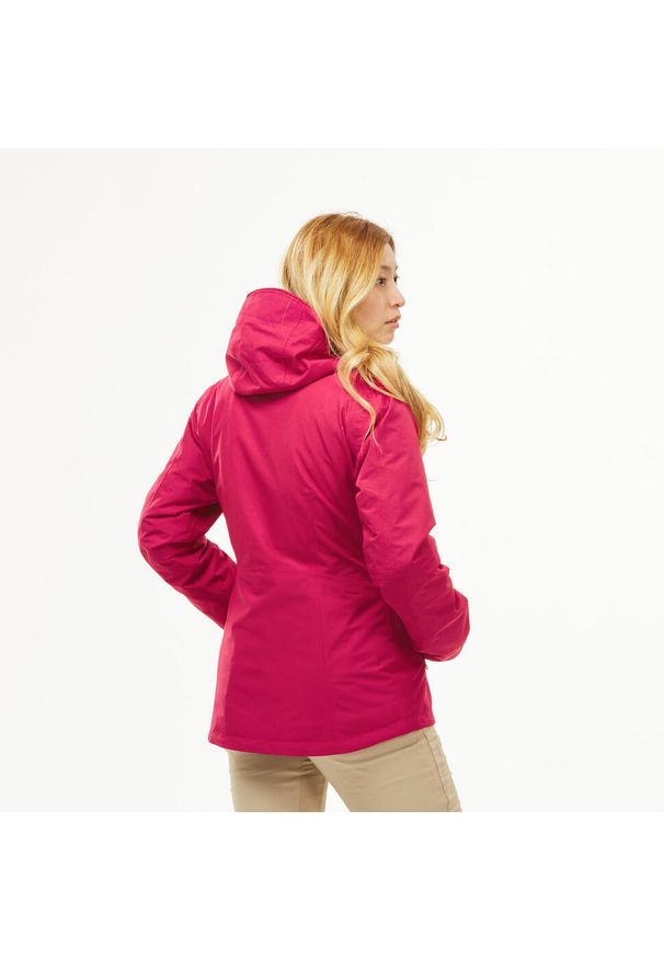 FORCLAZ - Kurtka turystyczna damska zimowa Forclaz SH500 mountain -10°C 3w1 wodoodporna. Kolor: wielokolorowy, czerwony, różowy, brązowy. Materiał: materiał. Sezon: zima. Sport: turystyka piesza