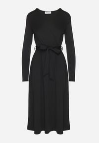 Born2be - Czarna Sukienka Kopertowa z Wiskozą Wiązana w Talii Drestalia. Okazja: na co dzień. Typ kołnierza: dekolt w kształcie V. Kolor: czarny. Materiał: wiskoza. Długość rękawa: długi rękaw. Typ sukienki: kopertowe. Styl: casual, klasyczny #3