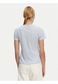 TOMMY HILFIGER - Tommy Hilfiger T-Shirt Slub WW0WW44433 Błękitny Slim Fit. Kolor: niebieski. Materiał: bawełna #5