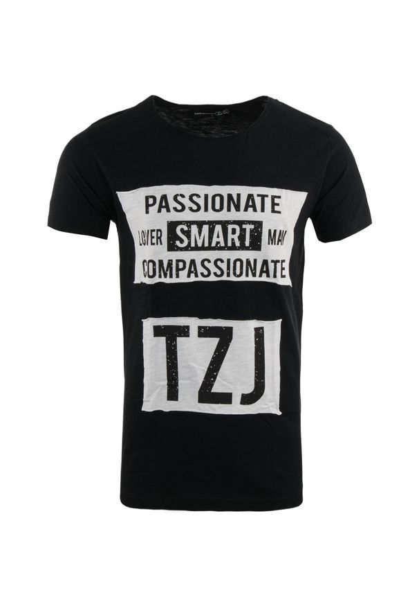 HSN - Koszulka Tazzio dla mężczyzn - Modny i wygodny bawełniany t-shirt. Kolor: czarny. Materiał: bawełna. Wzór: nadruk