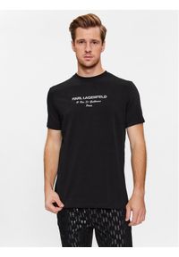 Karl Lagerfeld - KARL LAGERFELD T-Shirt 755037 534221 Czarny Regular Fit. Typ kołnierza: dekolt w karo. Kolor: czarny. Materiał: bawełna