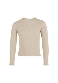 Urban Classics - T-shirt Dla Dziewczynki Krótka Prążkowany Z Długim Rękawem. Kolor: biały. Materiał: prążkowany. Długość rękawa: długi rękaw. Długość: krótkie. Sport: turystyka piesza #1