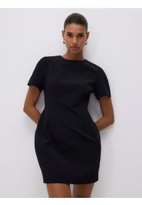Reserved - Sukienka mini - czarny. Kolor: czarny. Materiał: tkanina, bawełna. Długość: mini
